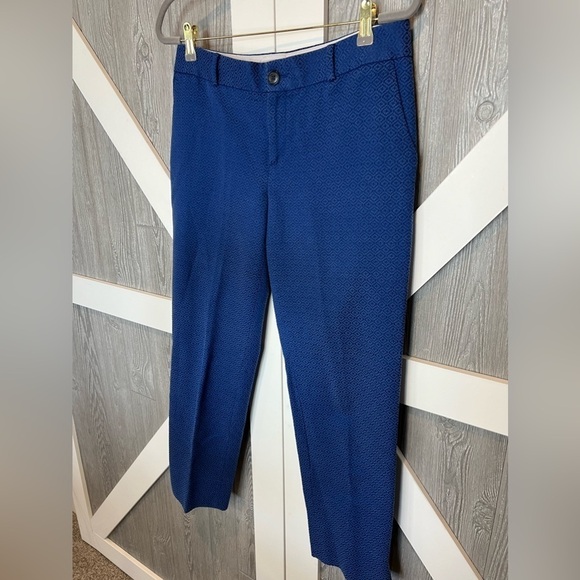 100. Banana Republic CAMDEN-FIT DIAMOND JACQUARD ANKLE PANT Blue 6 - Picture 1 of 10
